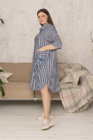 Платье-рубашка SL 1680BK Ткань не тянется, отделка - накладные карманы, принт с блёстками.
