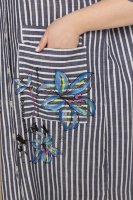 Платье-рубашка SL 1680BK Ткань не тянется, отделка - накладные карманы, принт с блёстками.