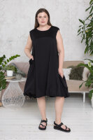 Платье H-4 02072BK Изделие выполнено из эластичной хлопковой ткани, кокетка - из мягкой трикотажной ткани, подплечники. Отделка - аппликация.