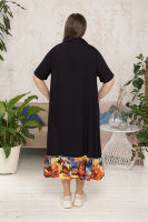 Платье-рубашка DP 2977BK Штапель, отделочная ткань - сетка (фатин).