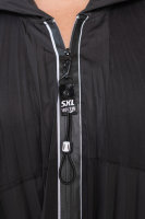 Платье-кардиган с капюшоном DRK 8805BK Комбинация двух гофрированных тканей: трикотажной и плащёвки.