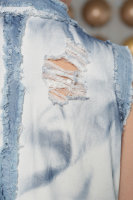 Жилет- кардиган джинсовый RF 4322BL Выполнен из мягкой джинсовой ткани неравномерного окраса с необработанными краями. 