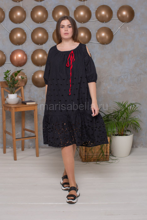 Платье CD 3880BK Платье - хлопок 100% (шитьё), подкладка платья выполнена из трикотажной ткани (вискоза 95% эластан 5%).