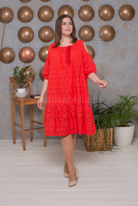 Платье CD 3880RD Платье - хлопок 100% (шитьё), подкладка платья выполнена из трикотажной ткани (вискоза 95% эластан 5%).