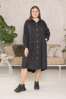 Платье-сафари DP 70059BK Тонкая эластичная рубашечная ткань, декоративная строчка, кулиска по линии бёдер..