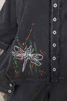 Брючный костюм джинсовый (тенсель) MY 23594BK Тонкая шелковистая джинсовая ткань - тенсель. Отделка - принт, вставки из сетки, необработанные края.
