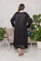 Платье DP 2998-1BK Плотная, струящаяся, шелковистая ткань - атлас (вискоза 100%, вставки - из сетки (фатина). Аксессуар (кулон) - в комплекте. 