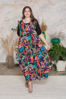 Платье DP 2874MX Платье выполнено из штапеля (вискоза 100%), рукава и отделка горловины - из трикотажной ткани (вискоза 95% эластан 5%).