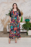 Платье DP 2874MX Платье выполнено из штапеля (вискоза 100%), рукава и отделка горловины - из трикотажной ткани (вискоза 95% эластан 5%).