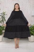 Платье AL 226112BK Платье выполнено в двух тканях: мягкая трикотажная ткань с эластаном и микровельвет.